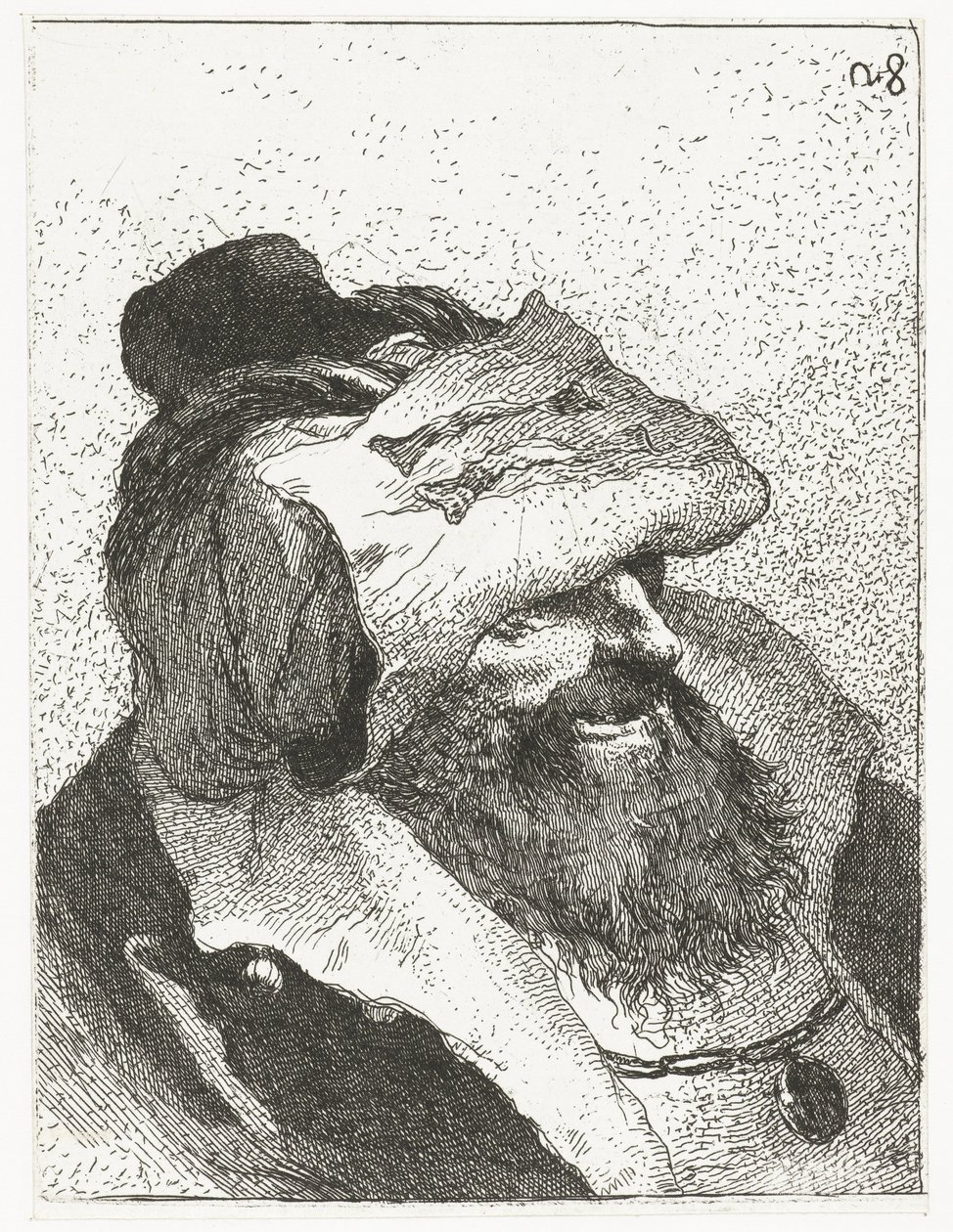 Mężczyzna w podkręconym kapeluszu Kolekcja głów (tytuł serii) Raccolta di Teste (tytuł serii) autorstwa Giovanni Domenico Tiepolo