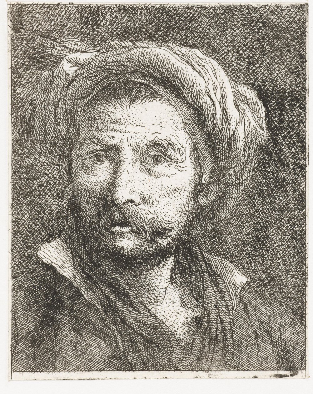 Mężczyzna z wąsami i turbanem autorstwa Giovanni Domenico Tiepolo