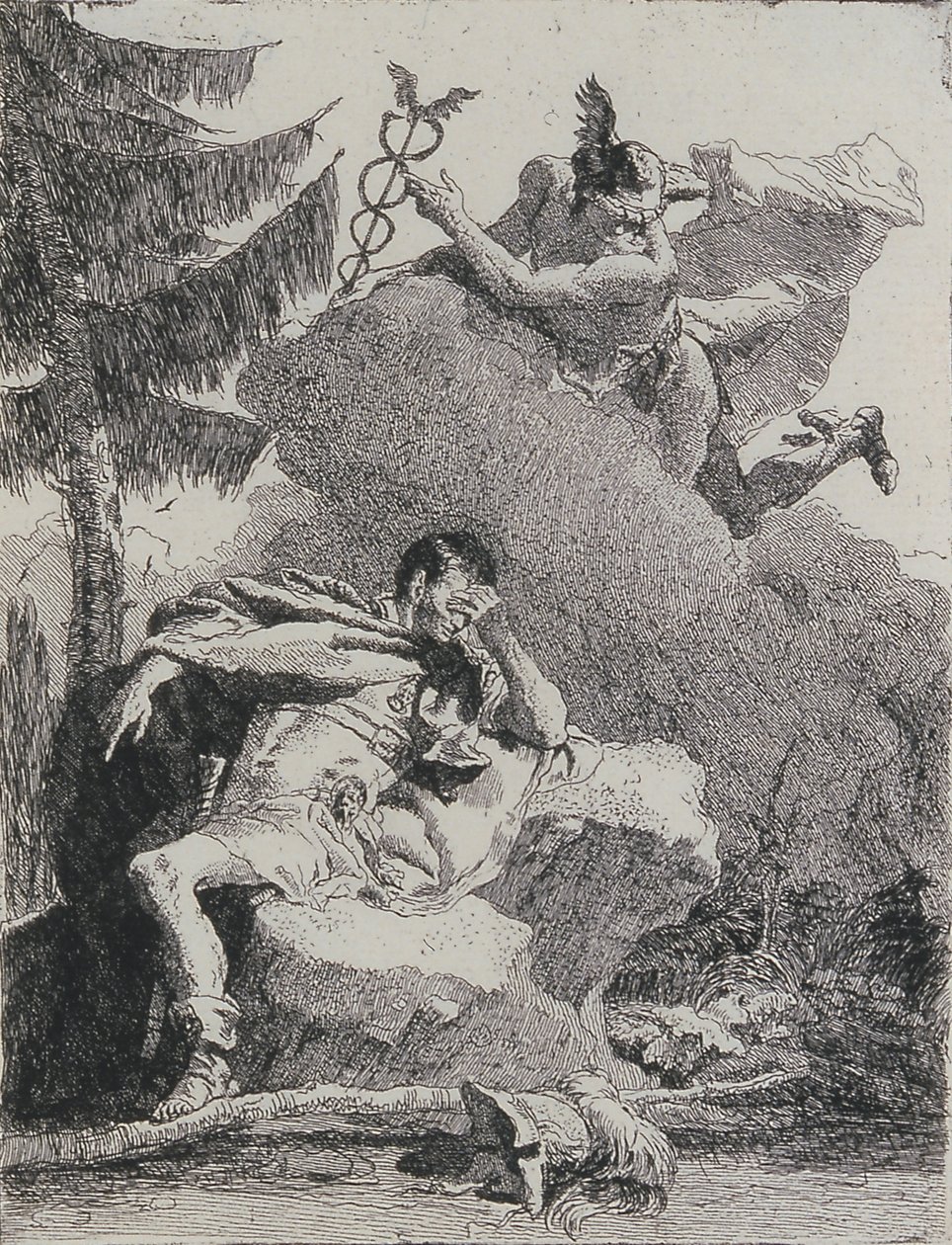 Merkury ukazuje się Eneaszowi we śnie, 1757. autorstwa Giovanni Domenico Tiepolo