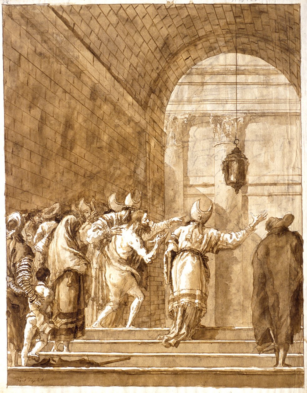 Nabuchodonozor powracający z pustkowia do swojego pałacu autorstwa Giovanni Domenico Tiepolo