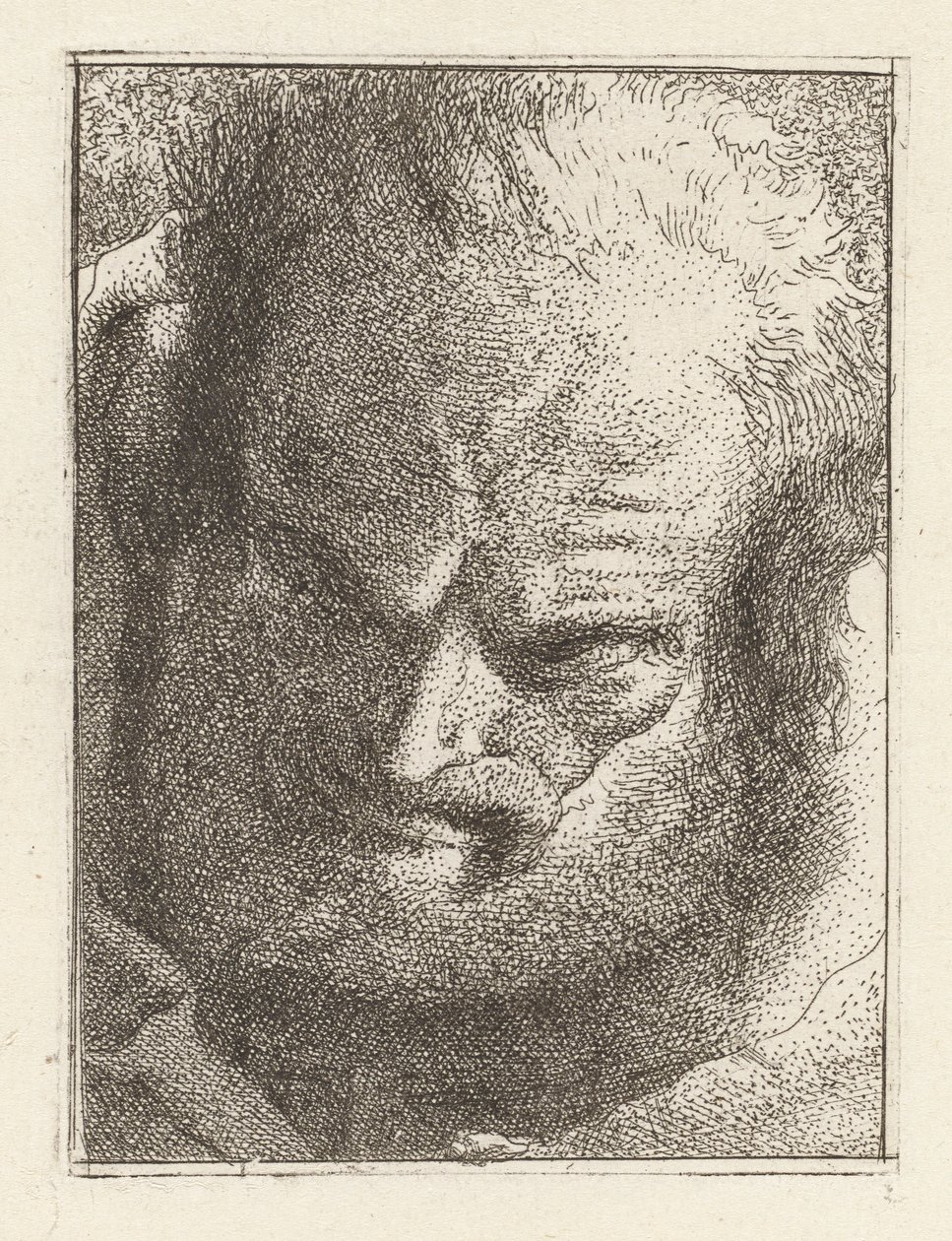 Stary człowiek patrzący w dół, z Raccolta di Teste (Kolekcja głów) autorstwa Giovanni Domenico Tiepolo