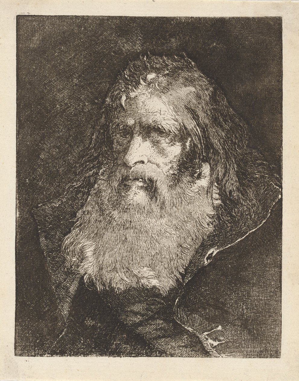 Stary człowiek z gołą głową, z Raccolta di Teste (Kolekcja głów) autorstwa Giovanni Domenico Tiepolo
