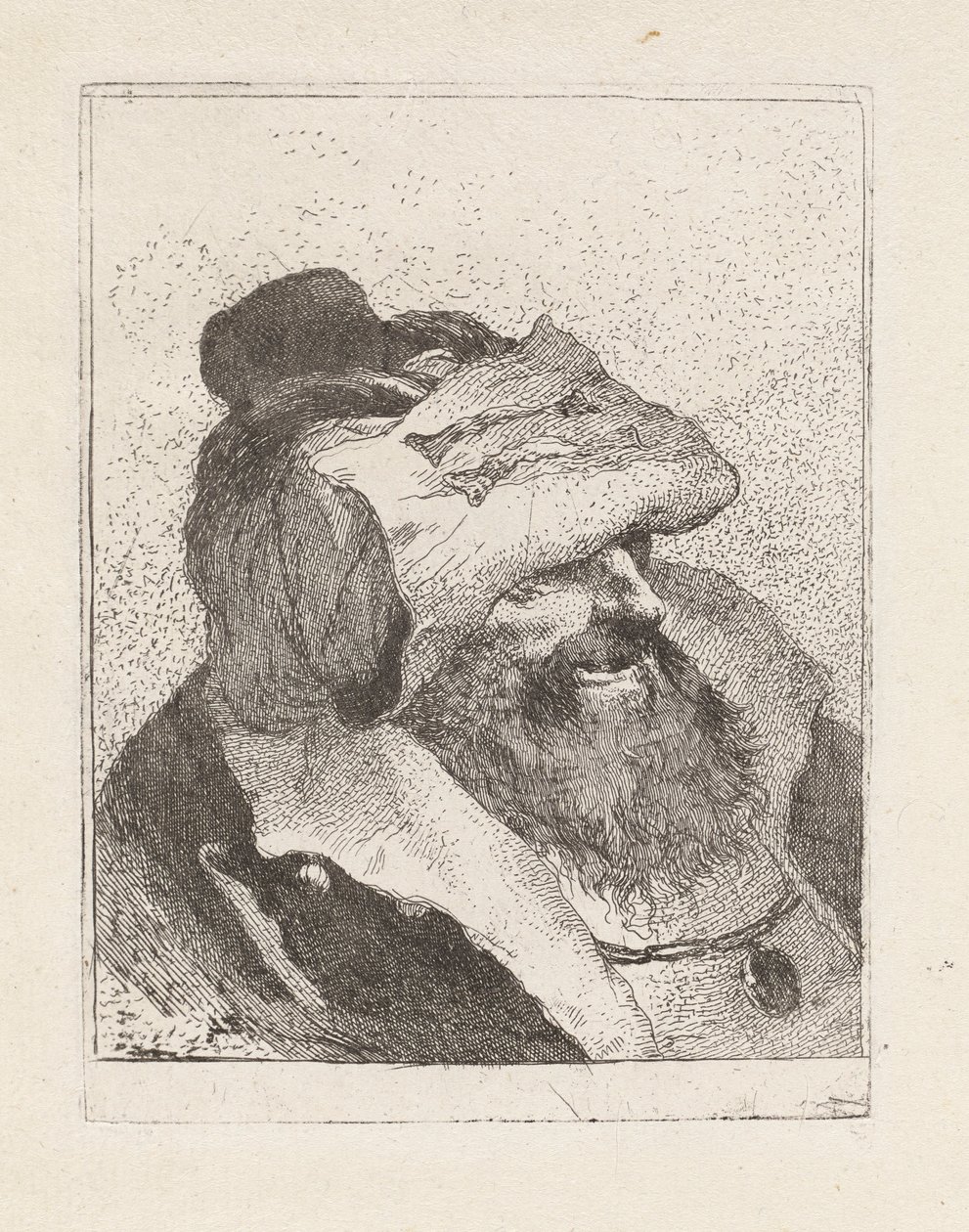 Stary człowiek w kapeluszu na czole, z Raccolta di Teste (Kolekcja głów) autorstwa Giovanni Domenico Tiepolo