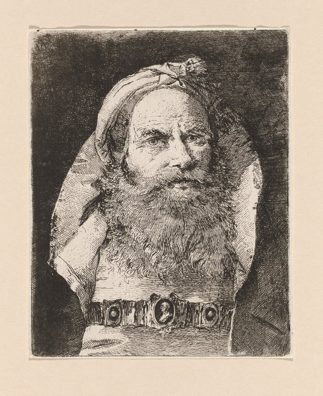 Stary człowiek w małym turbanie, z Raccolta di Teste (Kolekcja głów) autorstwa Giovanni Domenico Tiepolo