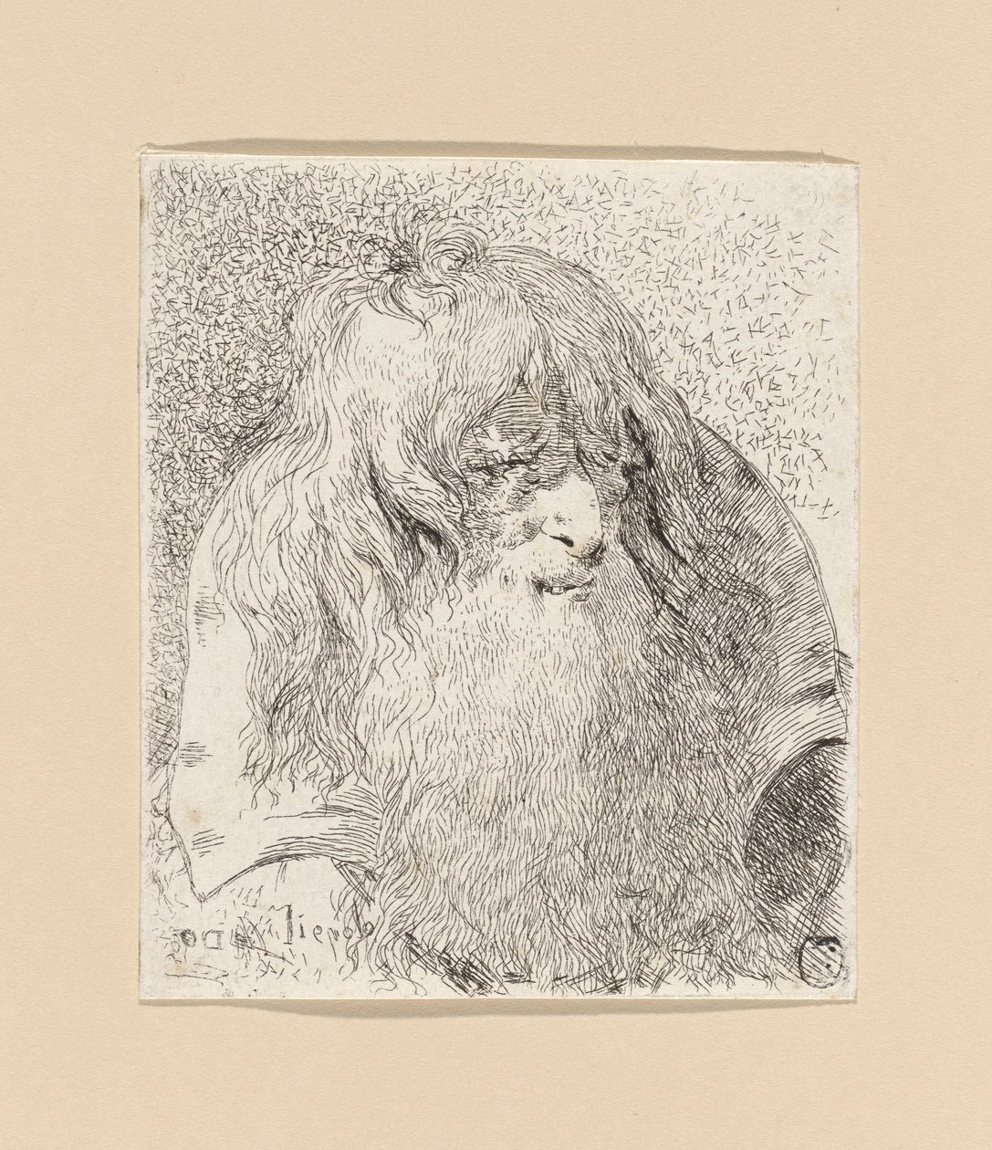 Staruszek z brodą i długimi włosami, z Raccolta di Teste (Kolekcja głów) autorstwa Giovanni Domenico Tiepolo