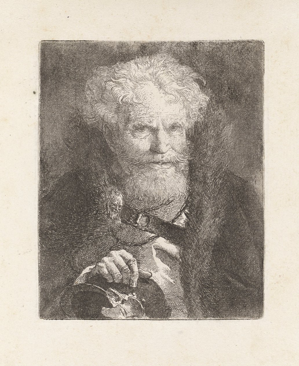 Stary człowiek w hełmie, z Raccolta di Teste (Kolekcja głów) autorstwa Giovanni Domenico Tiepolo