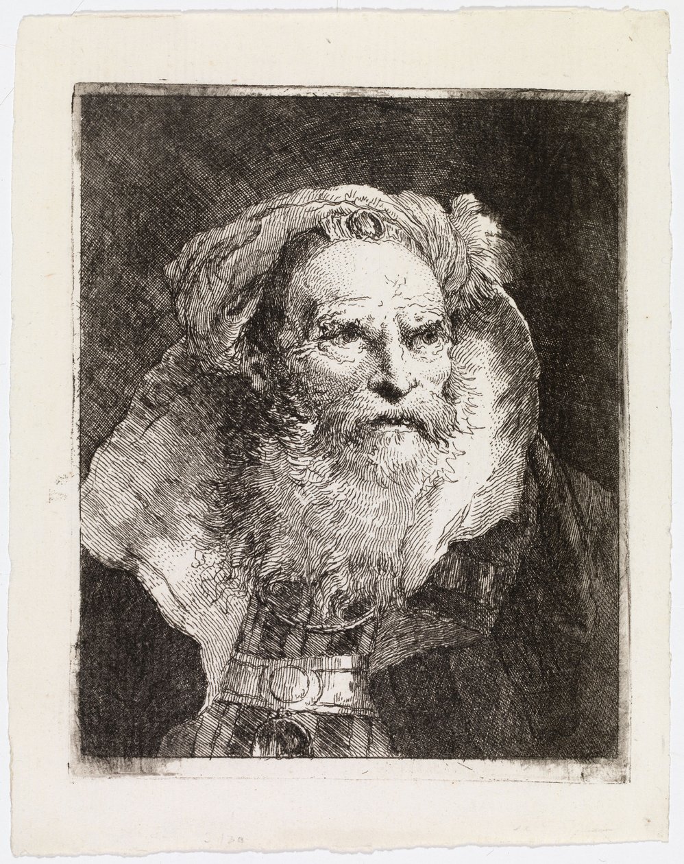 Starzec w turbanie, zwrócony w prawo autorstwa Giovanni Domenico Tiepolo