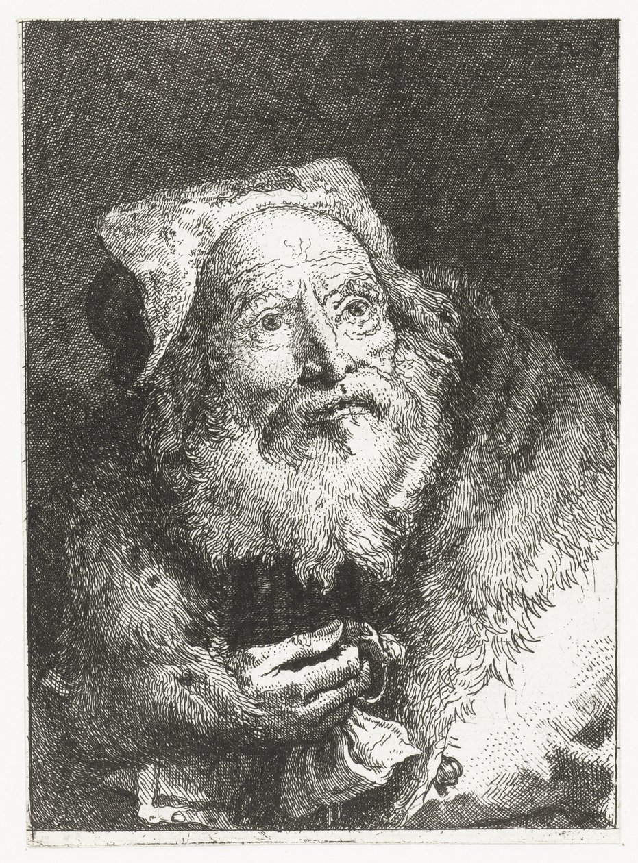 Staruszek z bransoletką w ręku Kolekcja głów (tytuł serii) Raccolta di Teste (tytuł serii) autorstwa Giovanni Domenico Tiepolo