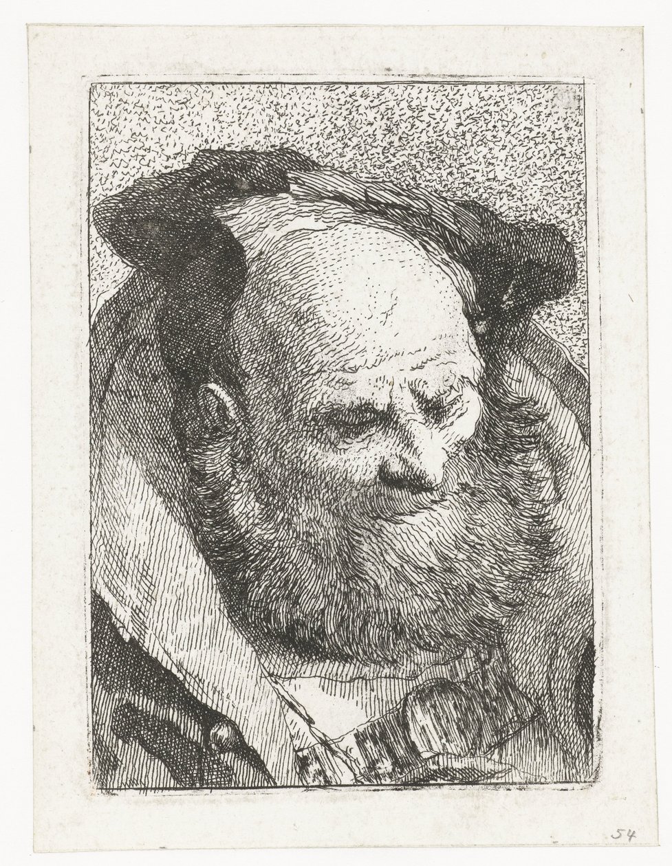 Stary człowiek z brodą Kolekcja głów (tytuł serii) Raccolta di Teste (tytuł serii) autorstwa Giovanni Domenico Tiepolo