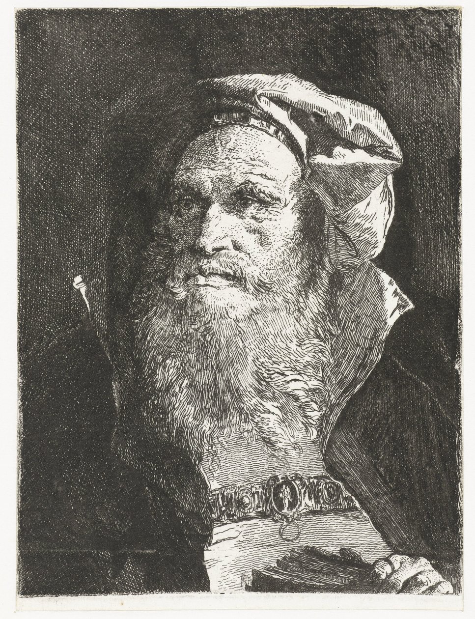 Stary człowiek z brodą i książką Kolekcja głów (tytuł serii) Raccolta di Teste (tytuł serii) autorstwa Giovanni Domenico Tiepolo