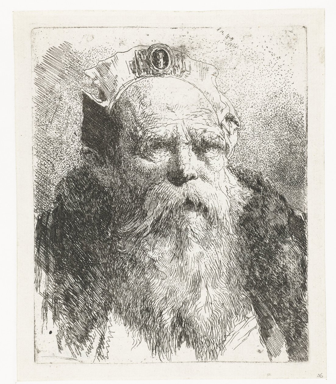 Starzec z brodą i kapeluszem z biżuterią Kolekcja głów (tytuł serii) Raccolta di Teste (tytuł serii) autorstwa Giovanni Domenico Tiepolo