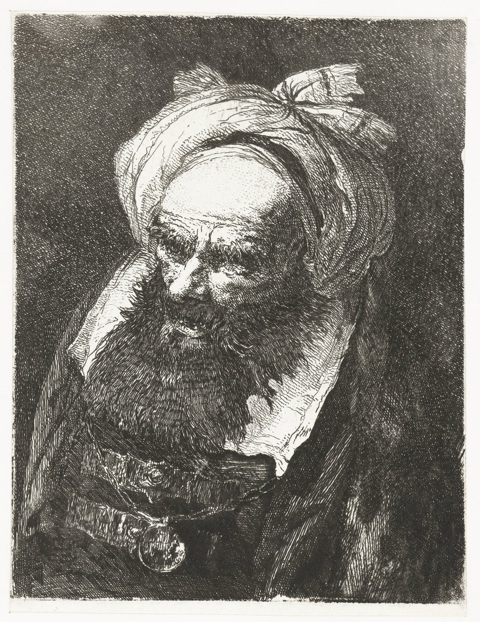 Stary człowiek w turbanie Kolekcja głów (tytuł serii) Raccolta di Teste (tytuł serii) autorstwa Giovanni Domenico Tiepolo