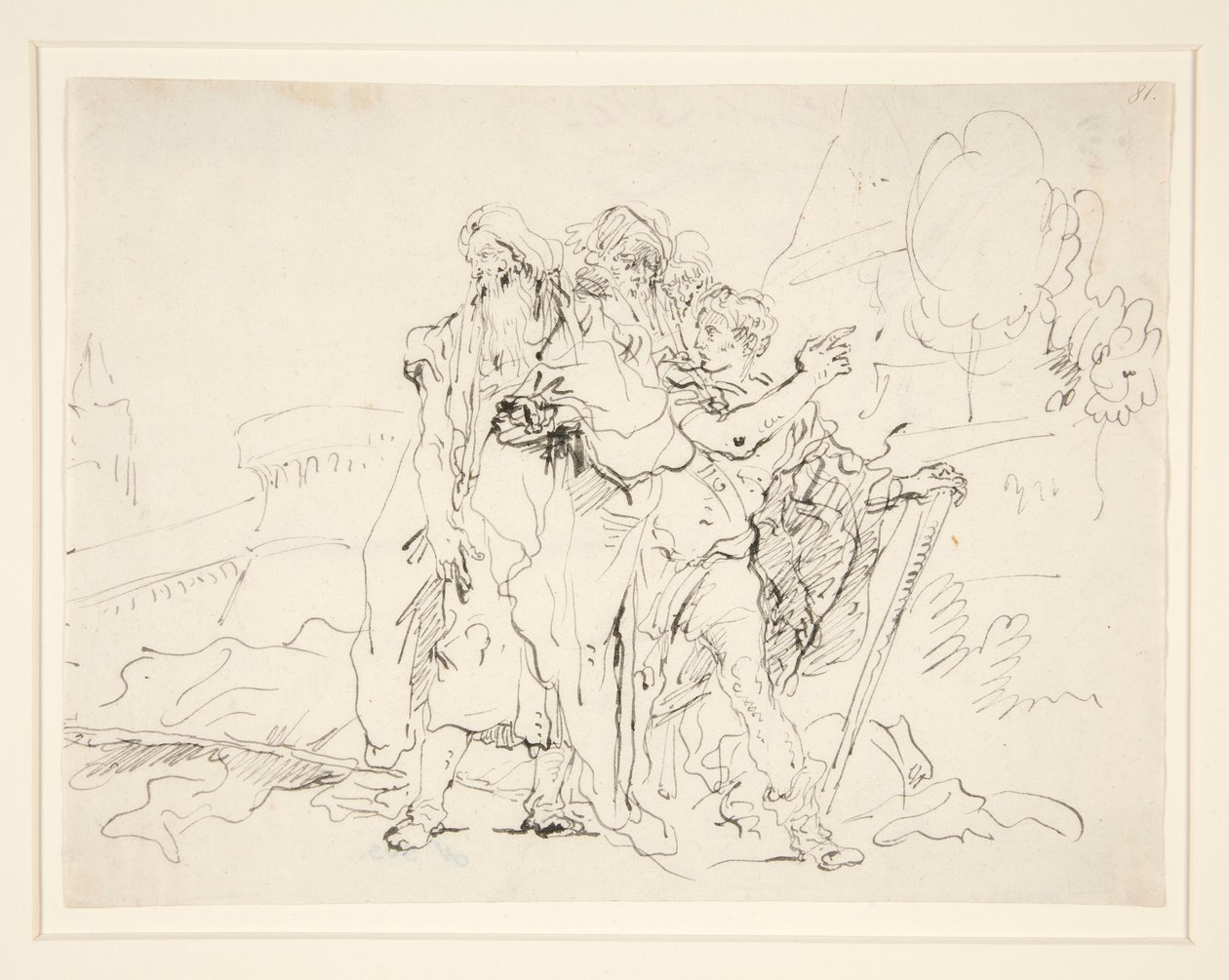 Priam i towarzysze poza murami Troi autorstwa Giovanni Domenico Tiepolo