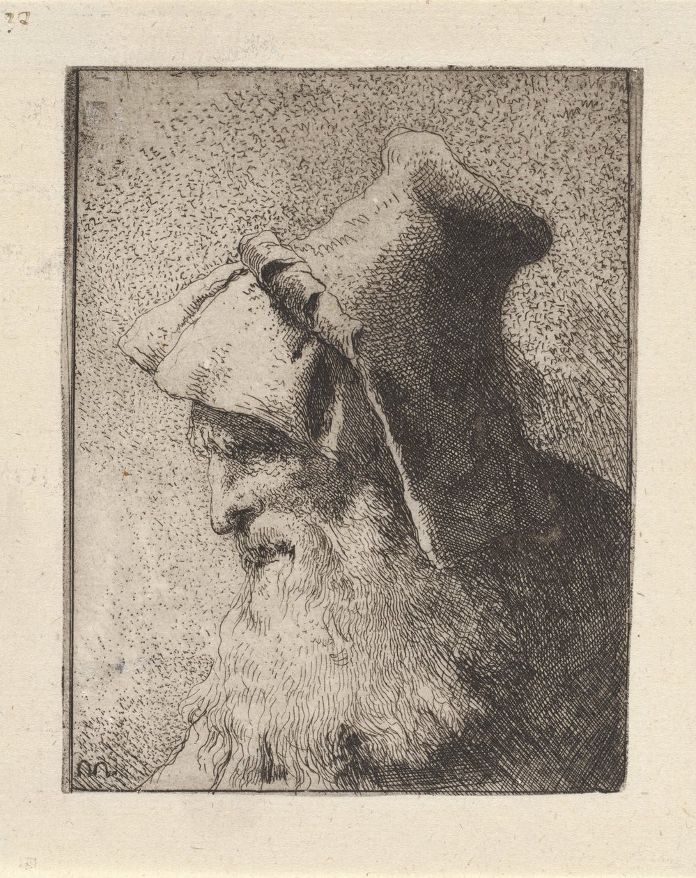 Profil starszego mężczyzny z brodą, z Raccolta di Teste (Zbiór głów) autorstwa Giovanni Domenico Tiepolo