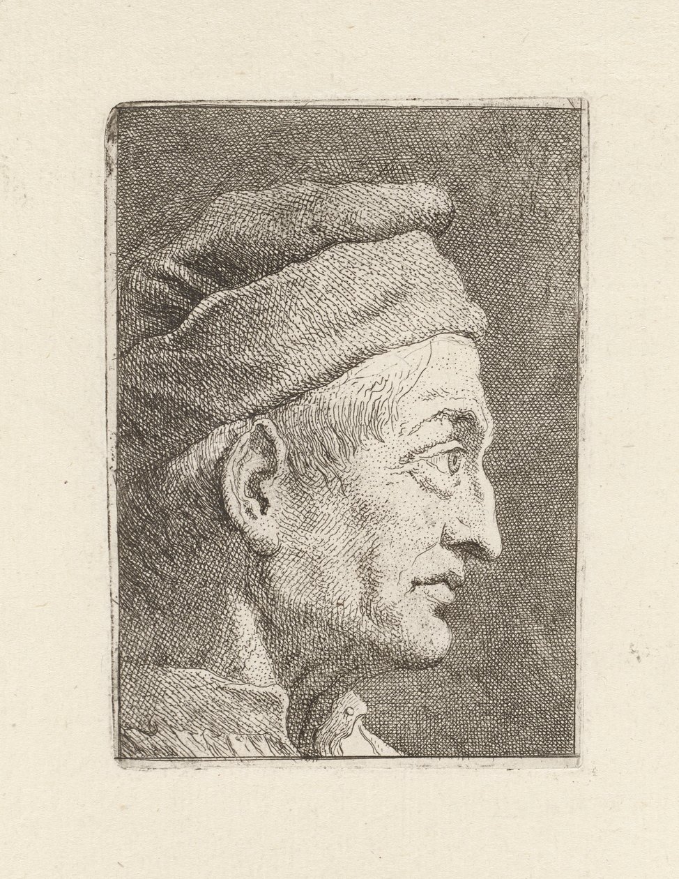 Profil starego człowieka z Raccolta di Teste (Zbiór głów) autorstwa Giovanni Domenico Tiepolo