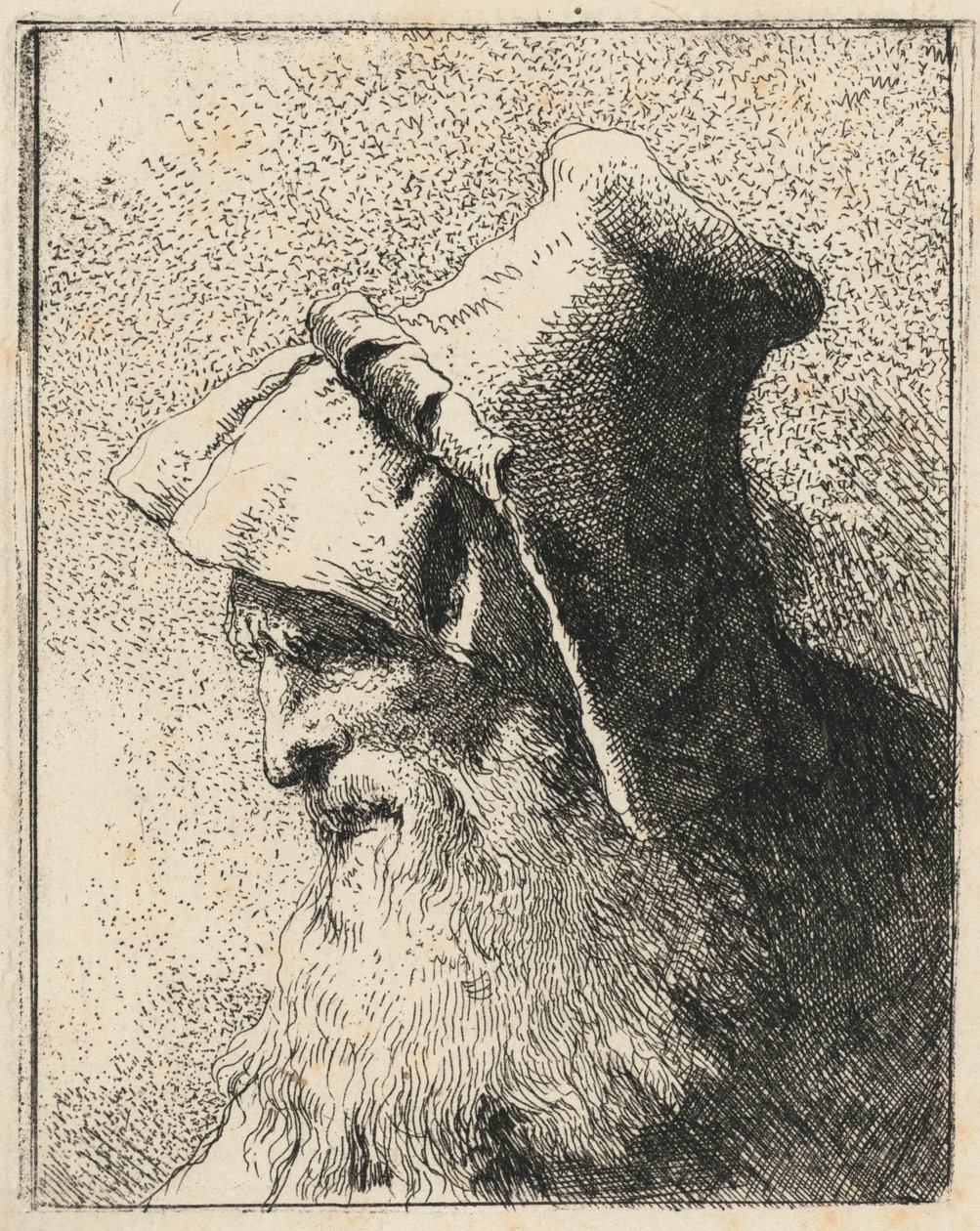 Profil starego mężczyzny z brodą autorstwa Giovanni Domenico Tiepolo