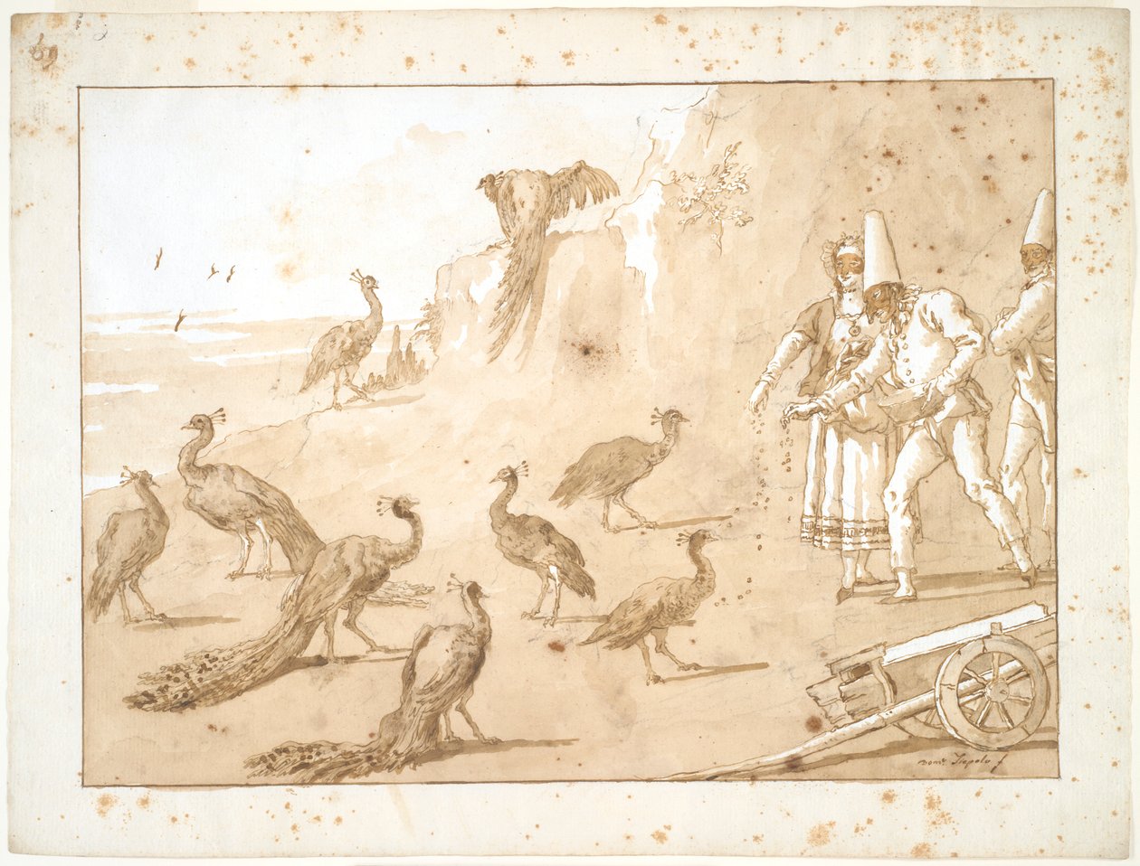 Punchinello karmi pawie autorstwa Giovanni Domenico Tiepolo