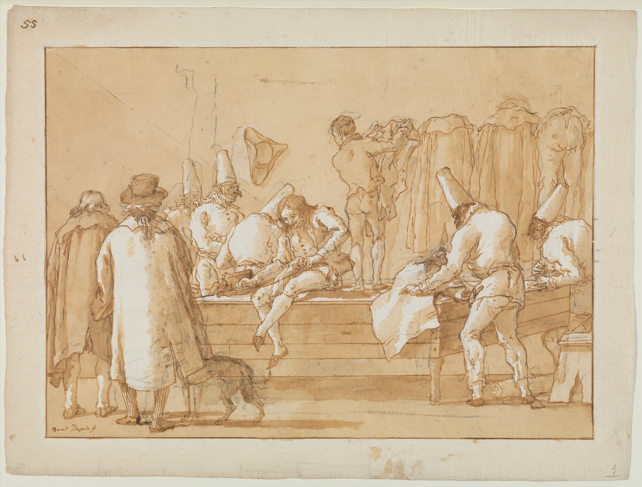 Punchinello als Schneidergehilfe autorstwa Giovanni Domenico Tiepolo