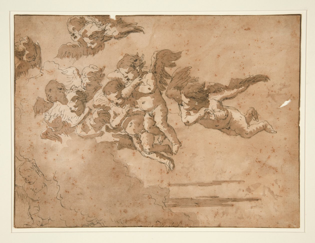 Putti latające w chmurach autorstwa Giovanni Domenico Tiepolo
