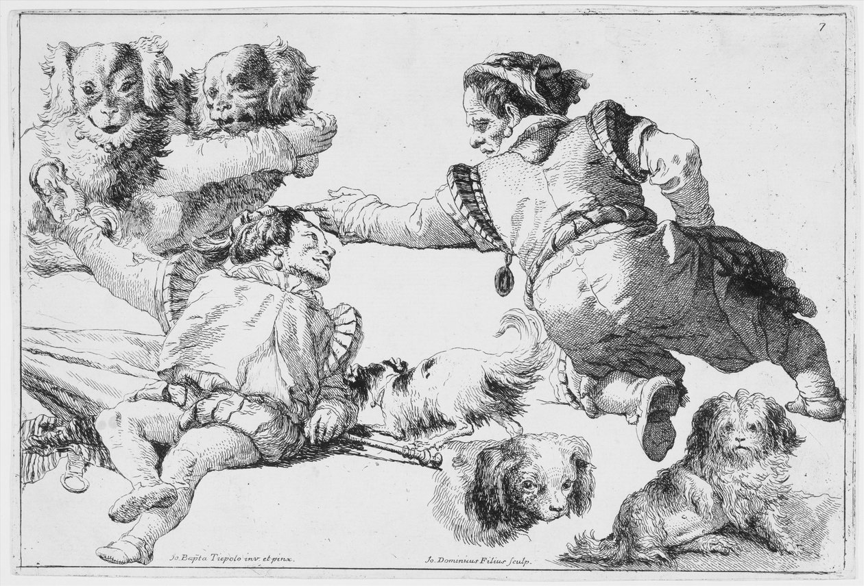Badania krasnoludków i psów, ca. 1753. autorstwa Giovanni Domenico Tiepolo