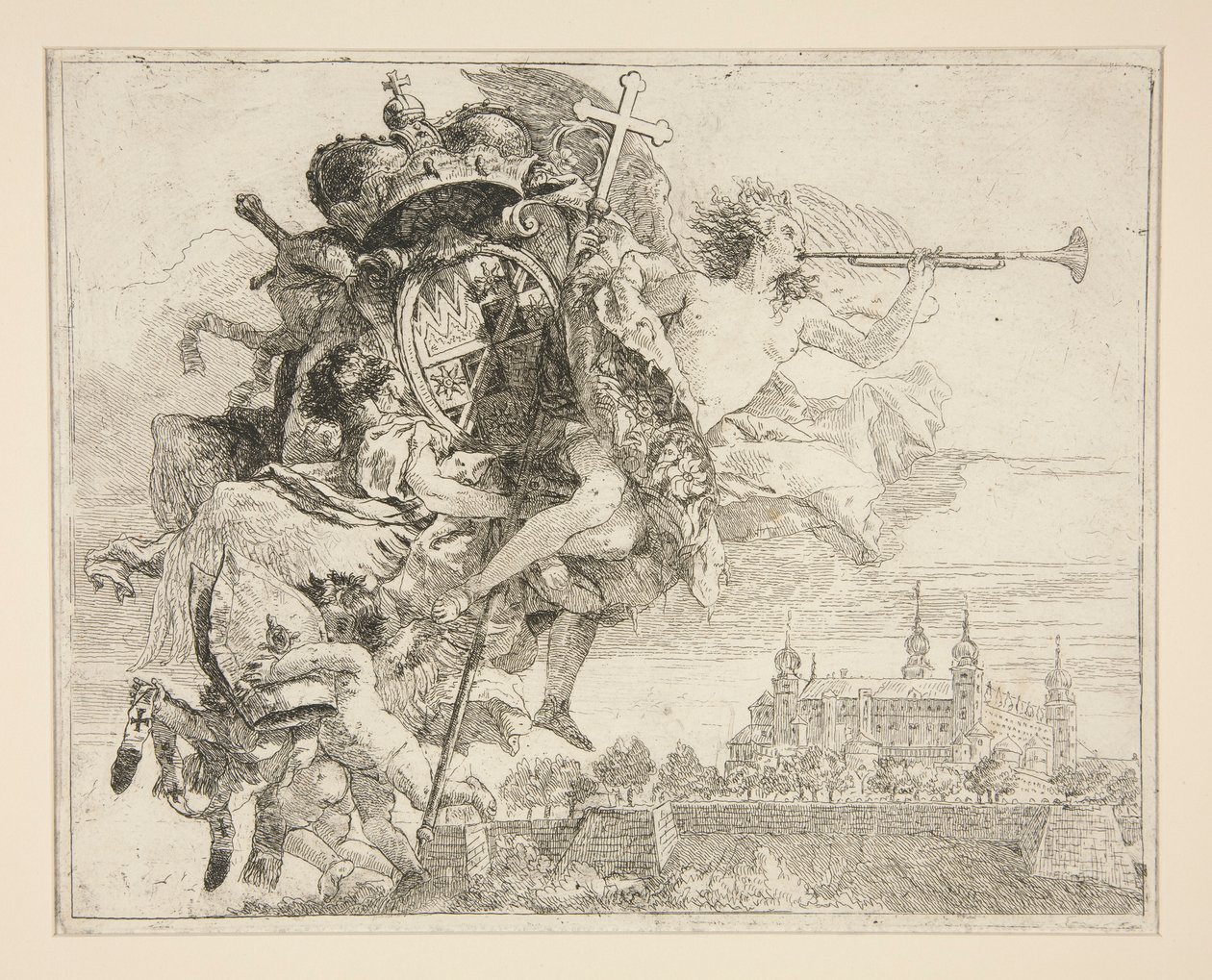 Ramiona Carla Philippa von Greiffenklau, z cyklu Malownicze idee nad ucieczką do Egiptu (Ucieczka do Egiptu) autorstwa Giovanni Domenico Tiepolo