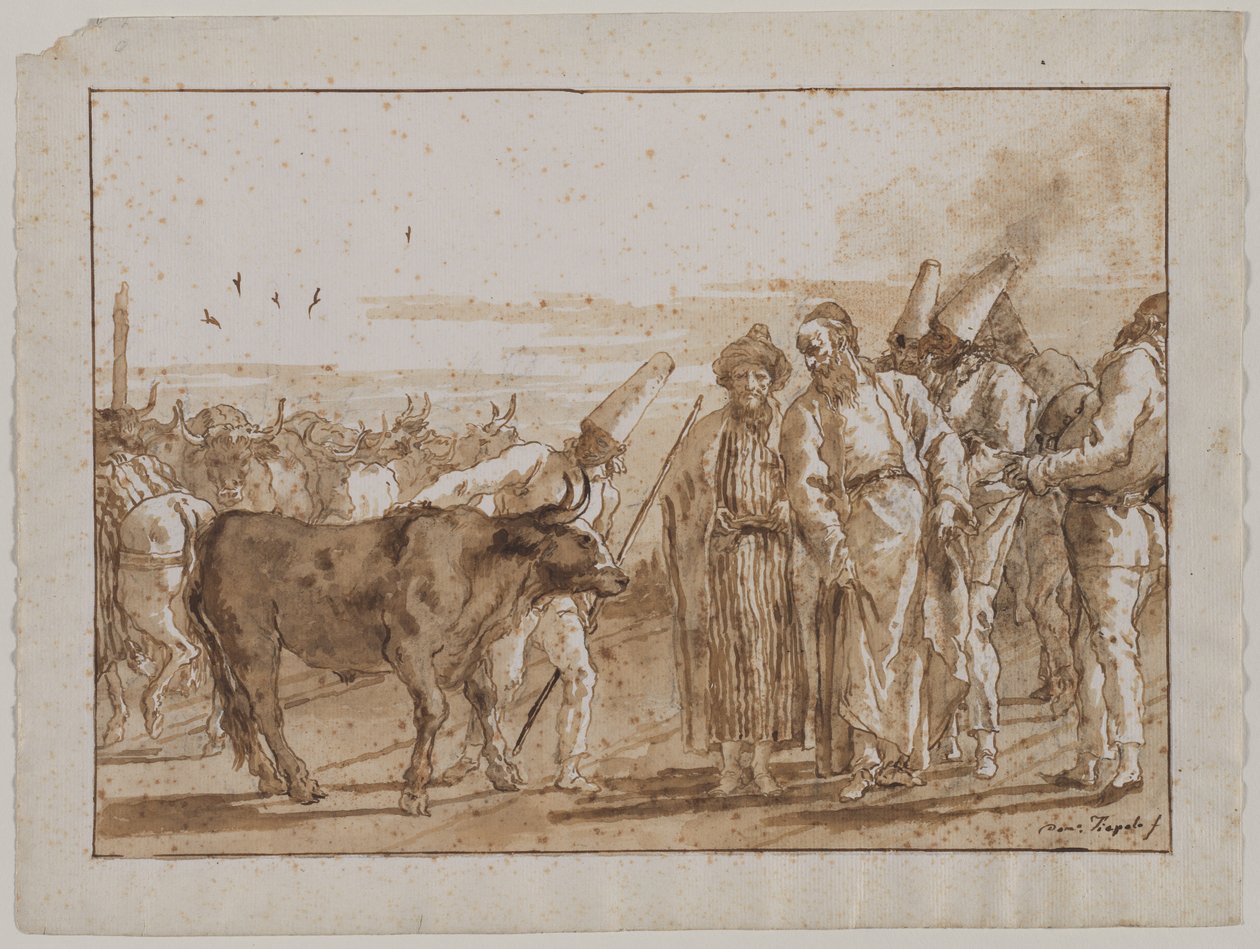 Sprzedawca bydła, lata 1790. autorstwa Giovanni Domenico Tiepolo