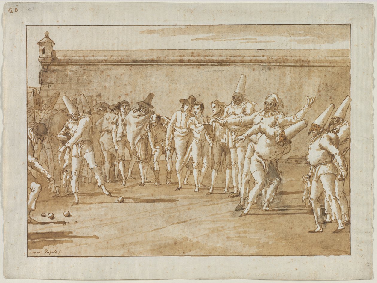 Gra w kręgle, lata 90. XVIII wieku. autorstwa Giovanni Domenico Tiepolo