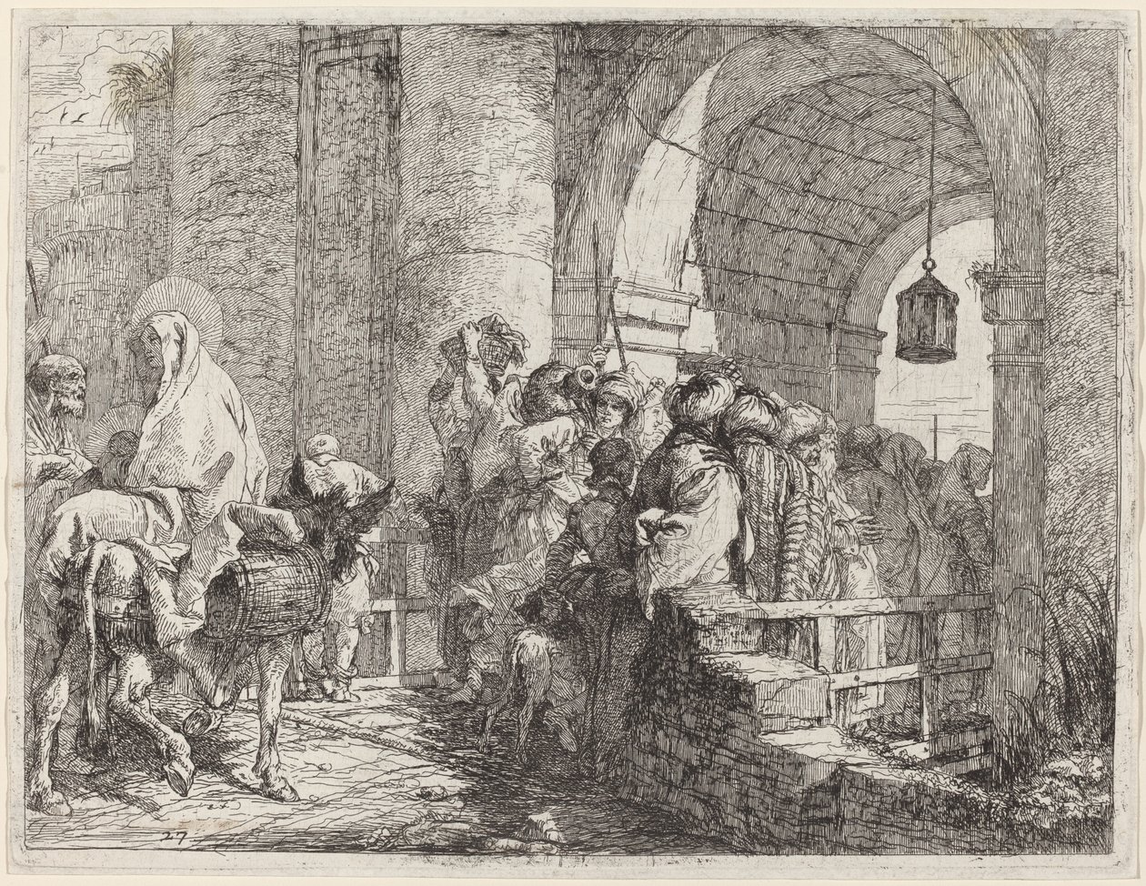 Święta Rodzina przybywająca do bramy miejskiej autorstwa Giovanni Domenico Tiepolo
