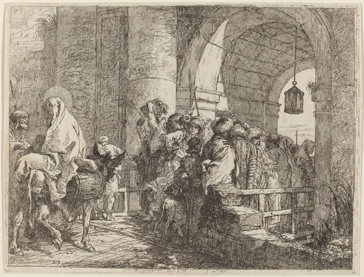 Święta Rodzina przybywająca do bramy miejskiej autorstwa Giovanni Domenico Tiepolo
