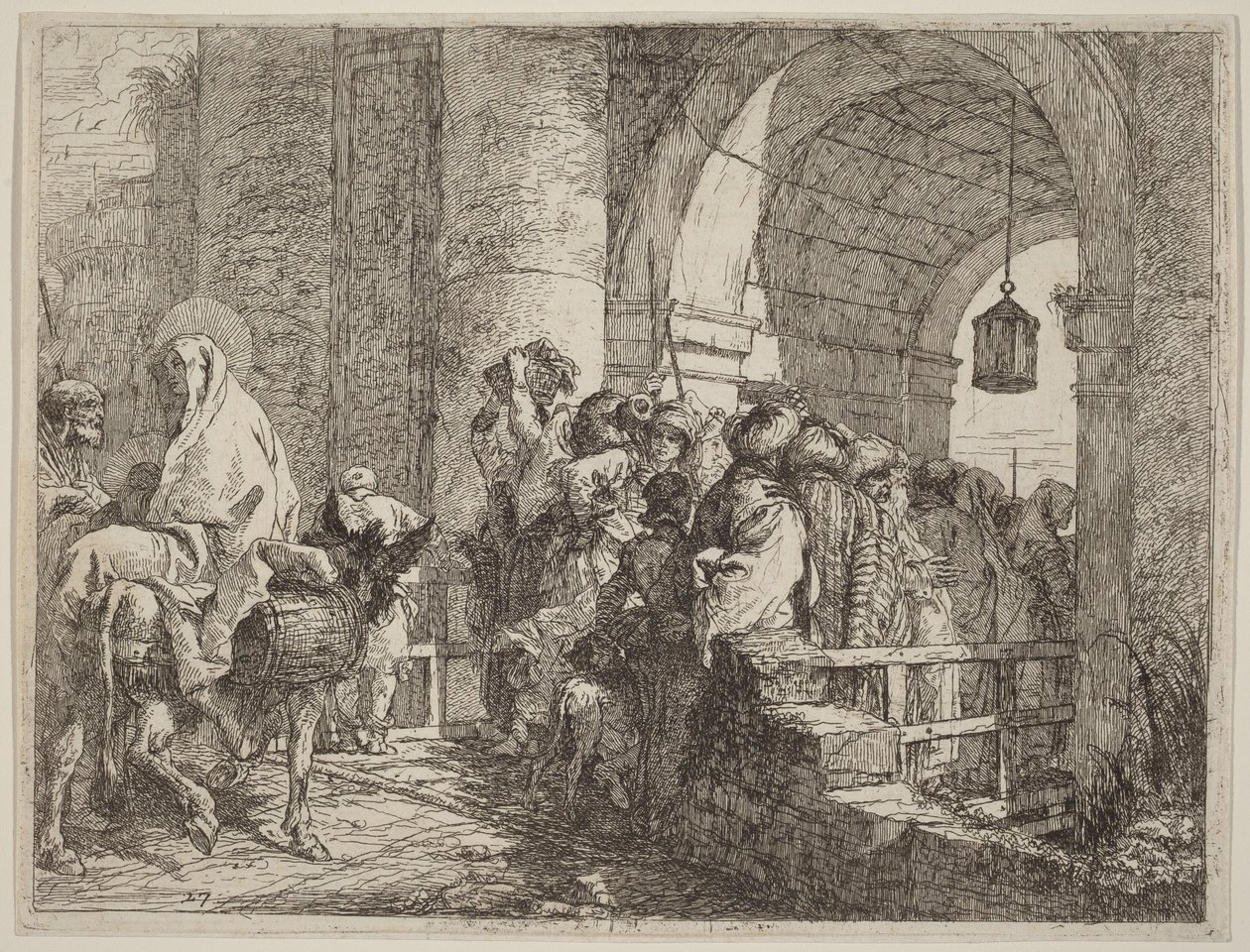 Święta Rodzina przybywająca do bramy miasta autorstwa Giovanni Domenico Tiepolo
