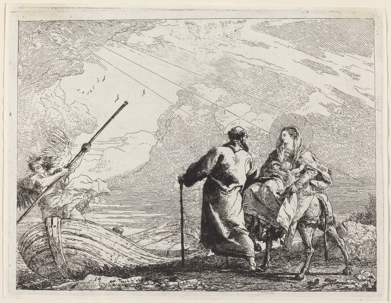 Święta Rodzina na brzegu rzeki autorstwa Giovanni Domenico Tiepolo