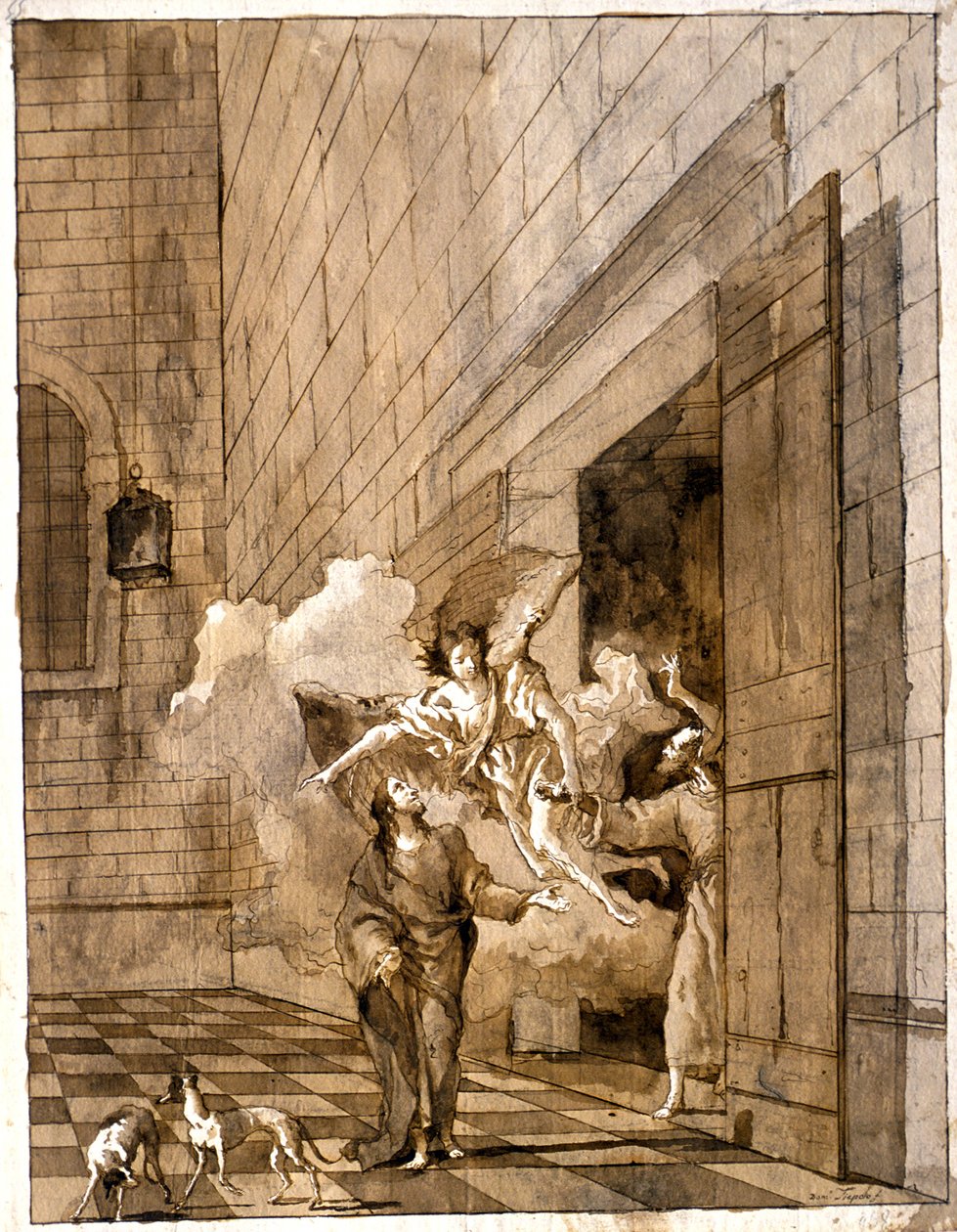 Uwolnienie świętego Piotra i świętego Jana z więzienia autorstwa Giovanni Domenico Tiepolo