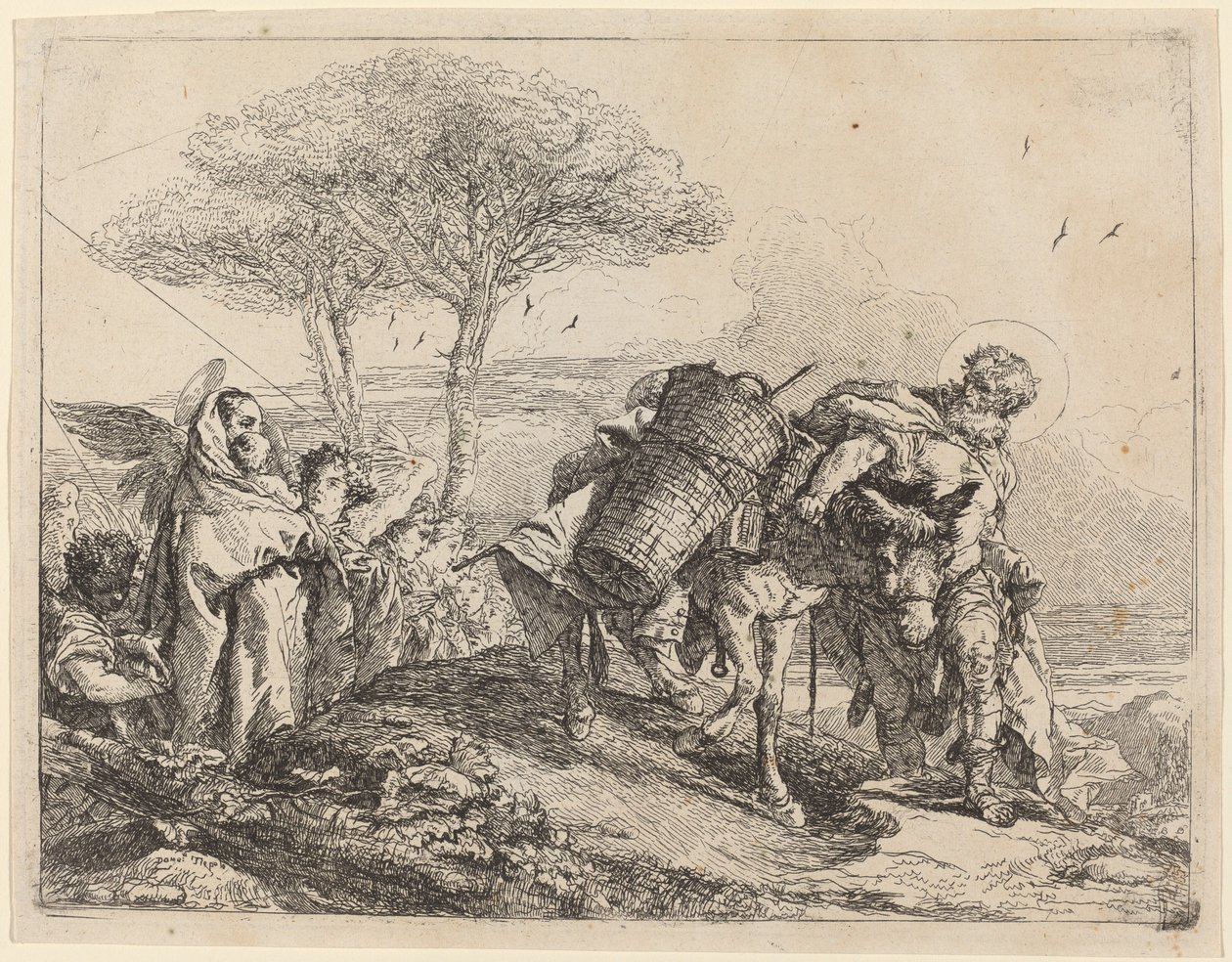 Madonna z Dzieciątkiem po lewej, z teczką aniołów autorstwa Giovanni Domenico Tiepolo