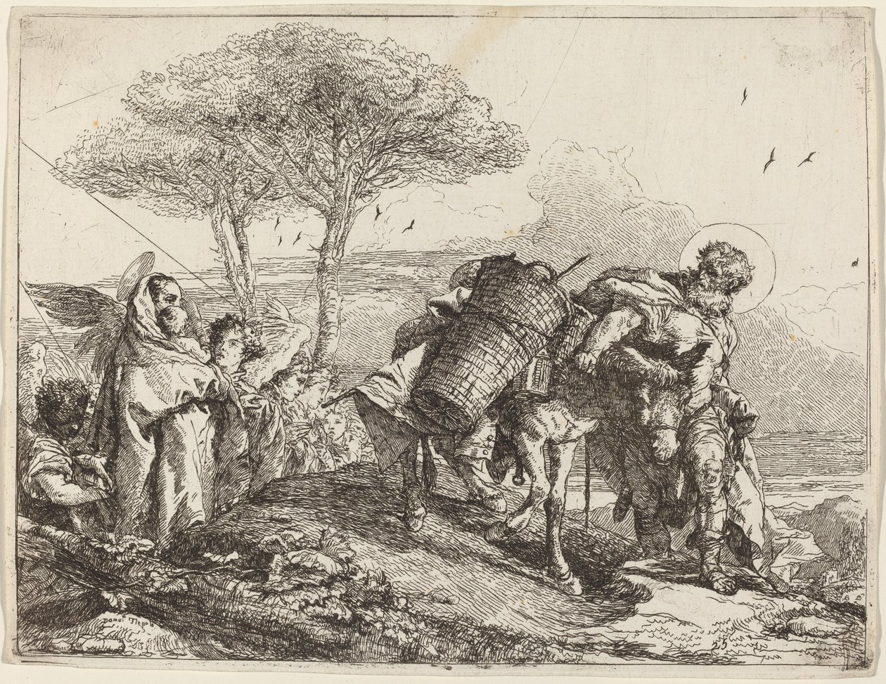 Madonna z Dzieciątkiem po lewej, z teczką aniołów autorstwa Giovanni Domenico Tiepolo