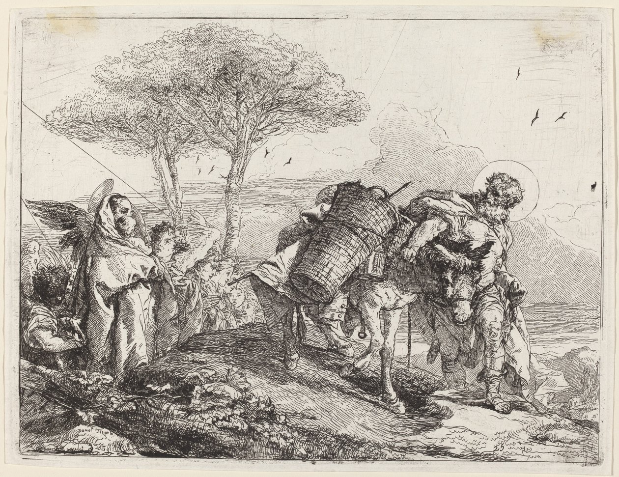 Madonna z Dzieciątkiem po lewej, z aktami aniołów autorstwa Giovanni Domenico Tiepolo