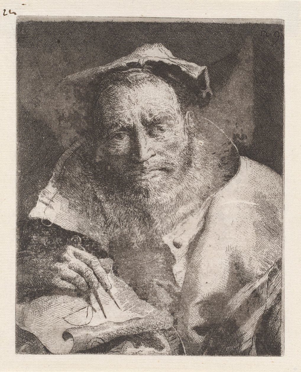 Matematyk z Raccolta di Teste (Zbiór głów) autorstwa Giovanni Domenico Tiepolo
