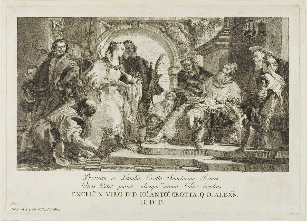 Patroni rodziny Crotta autorstwa Giovanni Domenico Tiepolo