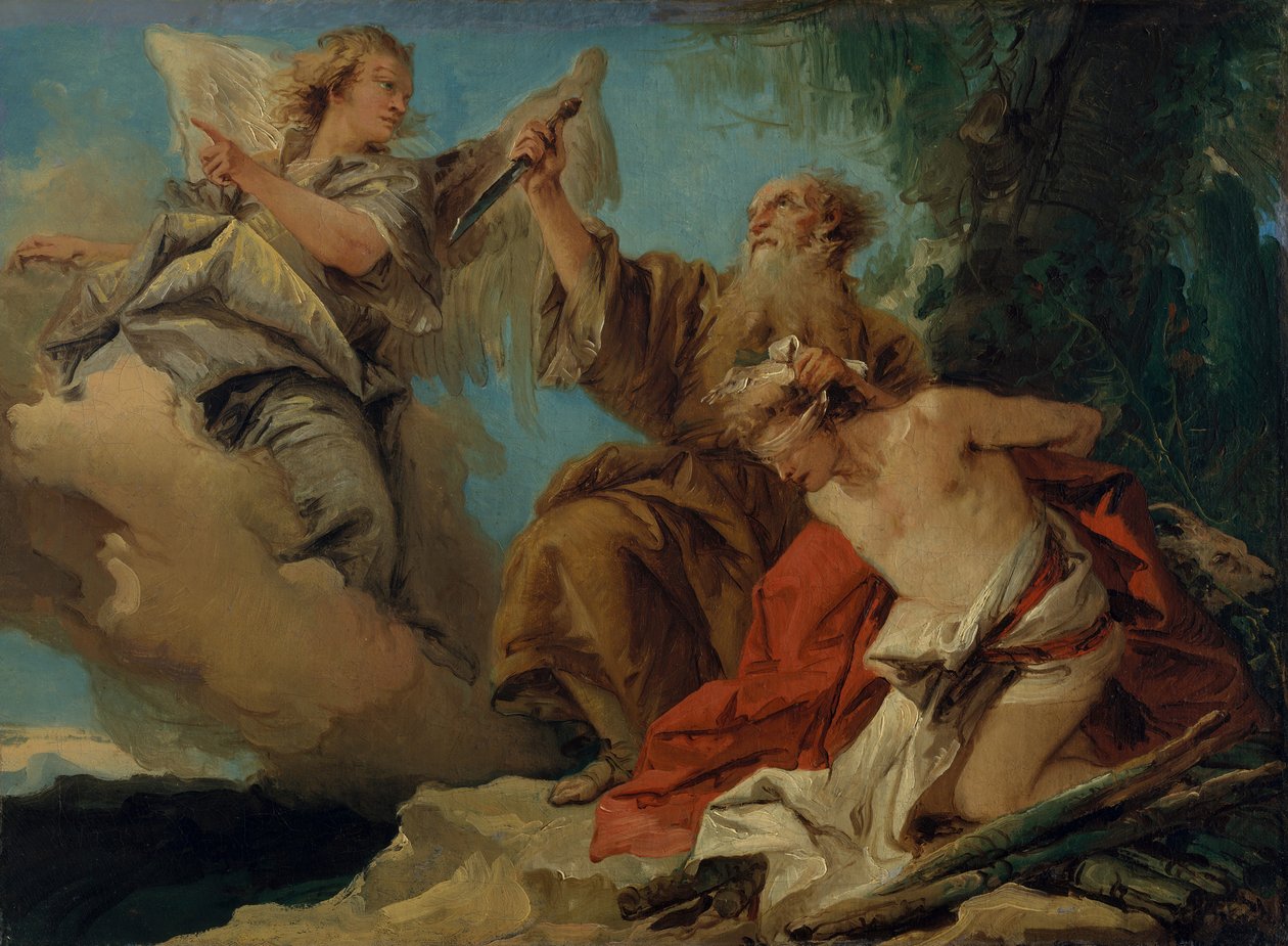 Ofiara Izaaka, połowa lat pięćdziesiątych XVIII wieku. autorstwa Giovanni Domenico Tiepolo