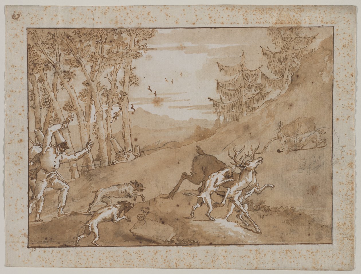 Polowanie na jelenie, lata 90. XVIII wieku. autorstwa Giovanni Domenico Tiepolo