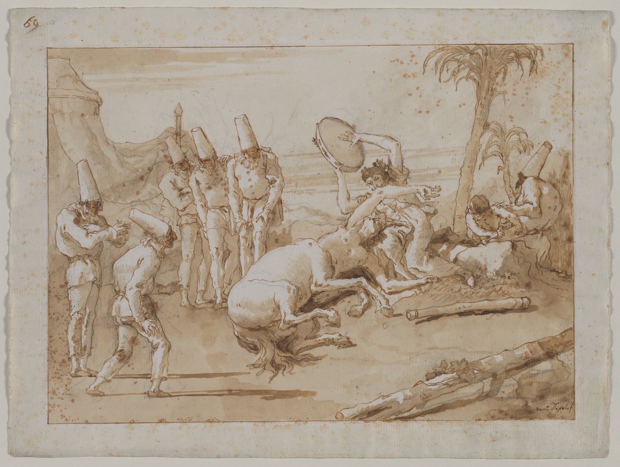 Kobieta z tamburynem, lata 90. XVIII wieku. autorstwa Giovanni Domenico Tiepolo