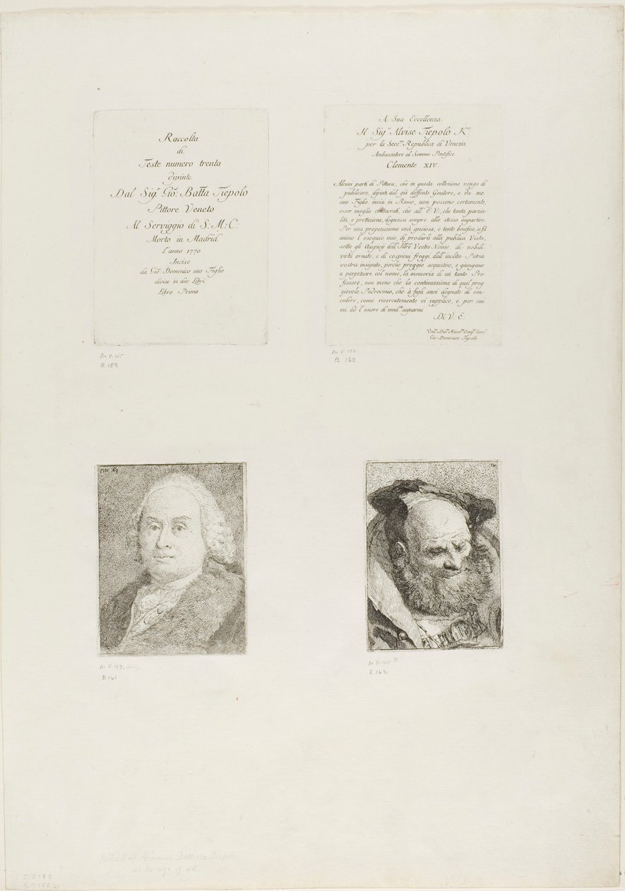 Strona tytułowa, Dedykacja, Portret Giambattisty Tiepolo, Brodaty starzec autorstwa Giovanni Domenico Tiepolo