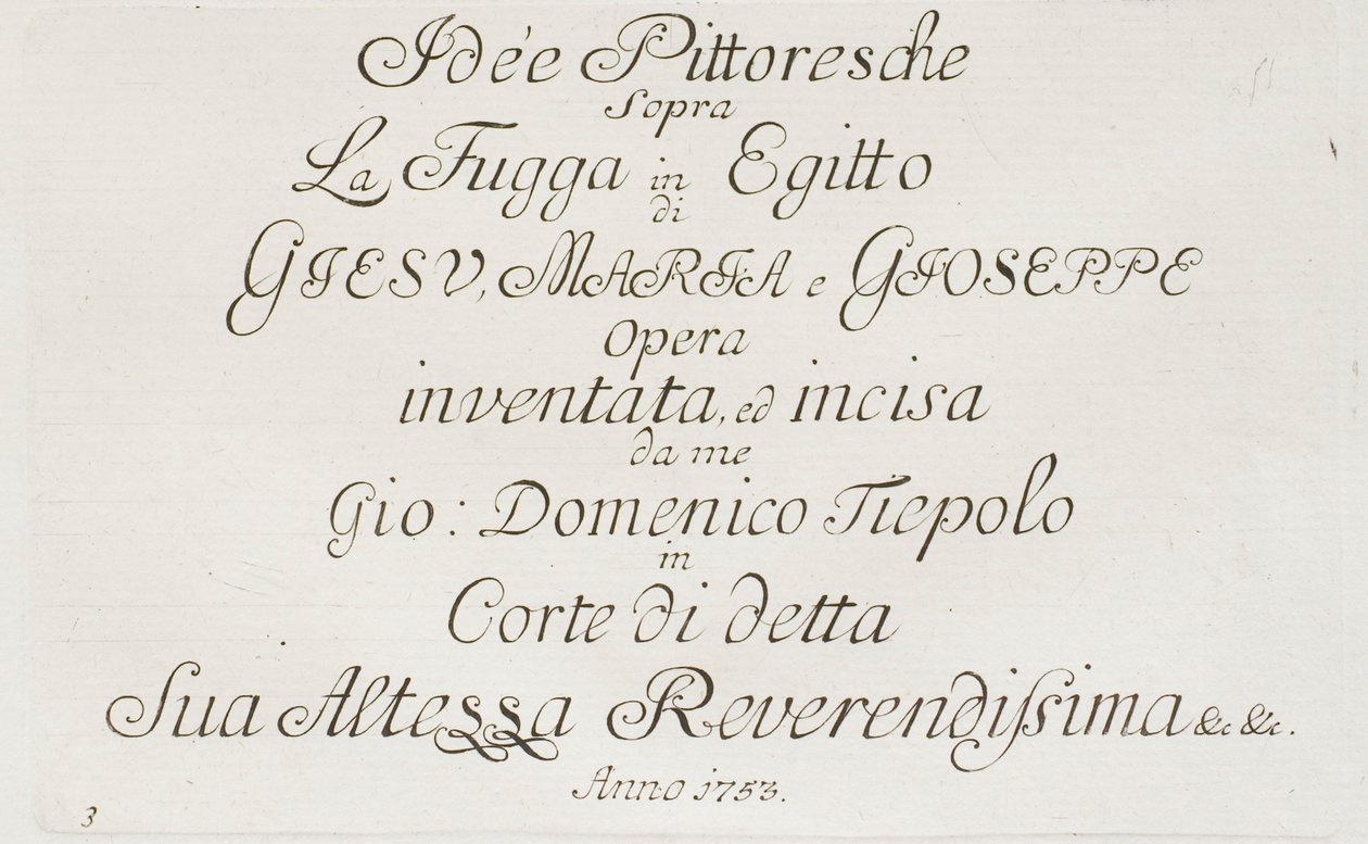 Strona tytułowa Ucieczki do Egiptu autorstwa Giovanni Domenico Tiepolo