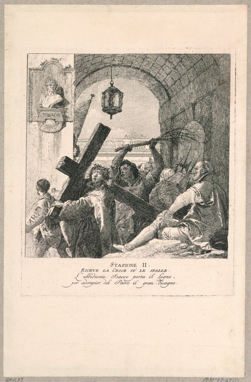 Via crucis – stacja II, bierze krzyż na ramiona autorstwa Giovanni Domenico Tiepolo