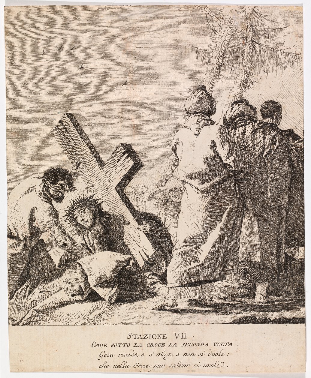 Via crucis - Stacja VII. Jezus upada po raz drugi autorstwa Giovanni Domenico Tiepolo