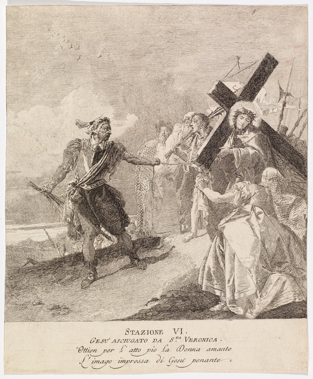 Via crucis - Stacja VI. Weronika ociera twarz Jezusowi autorstwa Giovanni Domenico Tiepolo