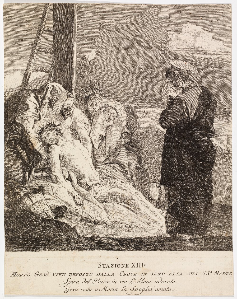 Via crucis - Stacja XIII. Jezus zdjęty z krzyża autorstwa Giovanni Domenico Tiepolo