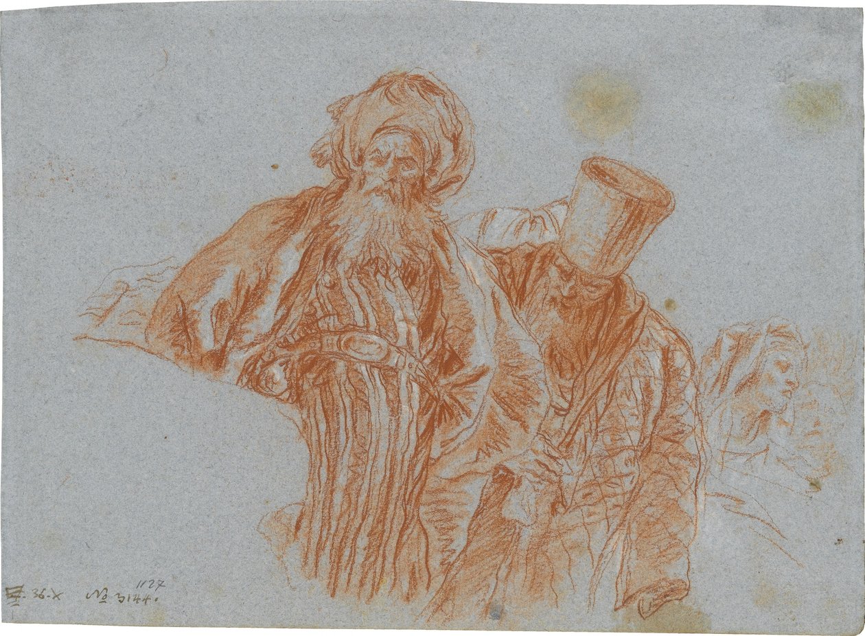Dwaj orientalni kupcy; verso: Lewa ręka trzymająca krucyfiks autorstwa Giovanni Domenico Tiepolo
