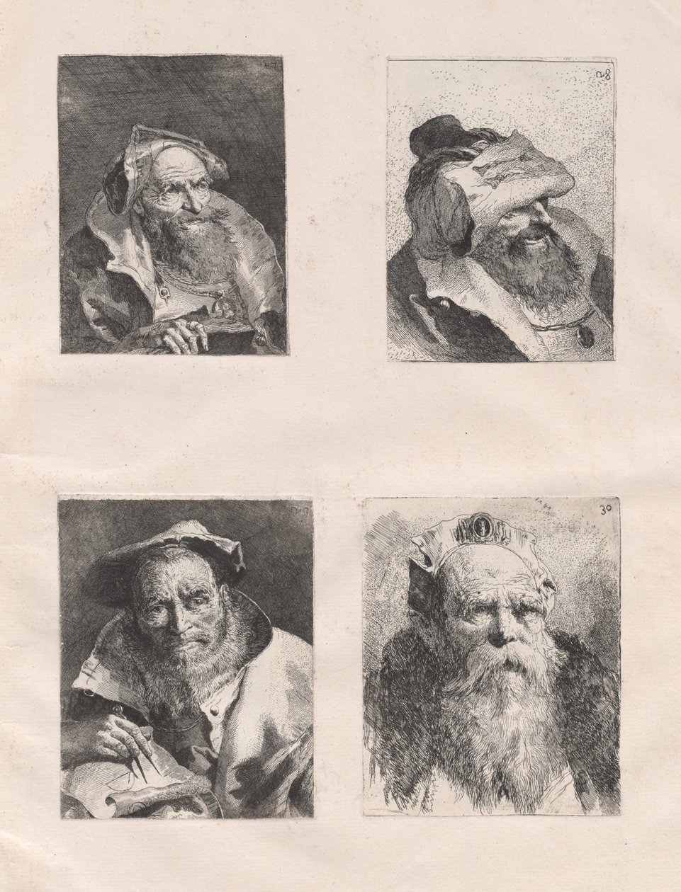 Zbiór głów (Część I i II) autorstwa Giovanni Domenico Tiepolo, after Giovanni Battista Tiepolo