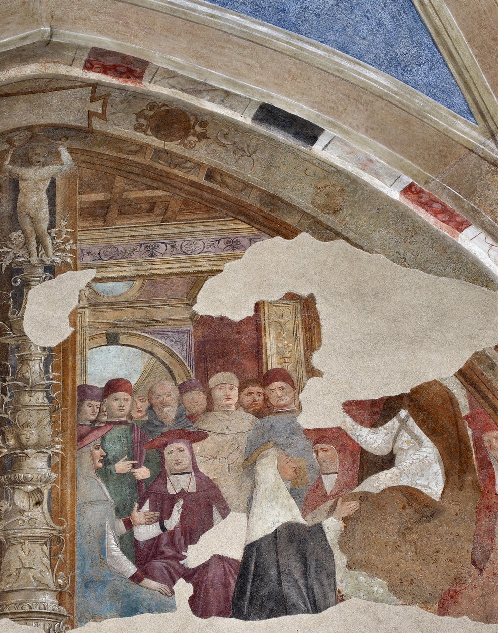 Reprezentacja św. Katarzyny ze Sieny przed papieżem Grzegorzem XI a Avignon Fresco autorstwa Giovanniego Donato da Montorfano (1460-1502) Rama kaplicy Bolla, lewa nawa (św. Katarzyna ze Sieny przed papieżem Grzegorzem XI w Awinionie) Fresk autorstwa Giovan autorstwa Giovanni Donato Montorfano