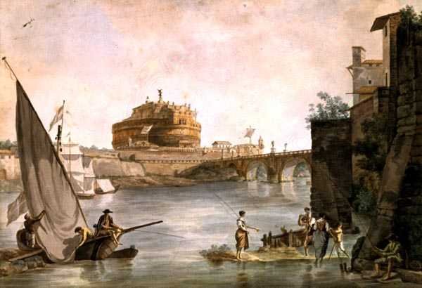 Mauzoleum Hadriana w Zamku św. Anioła w Rzymie (pióro i akwarela na papierze) autorstwa Giovanni and Ducros Abraham Volpato